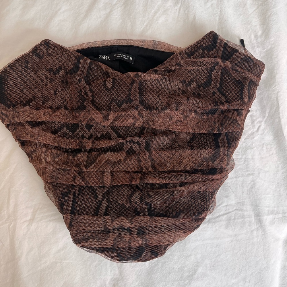 Zara brown snake print corset top